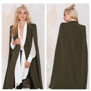 LAVISH ALICE OLIVE GREEN SLEEVELESS CAPE (SIZE XS)